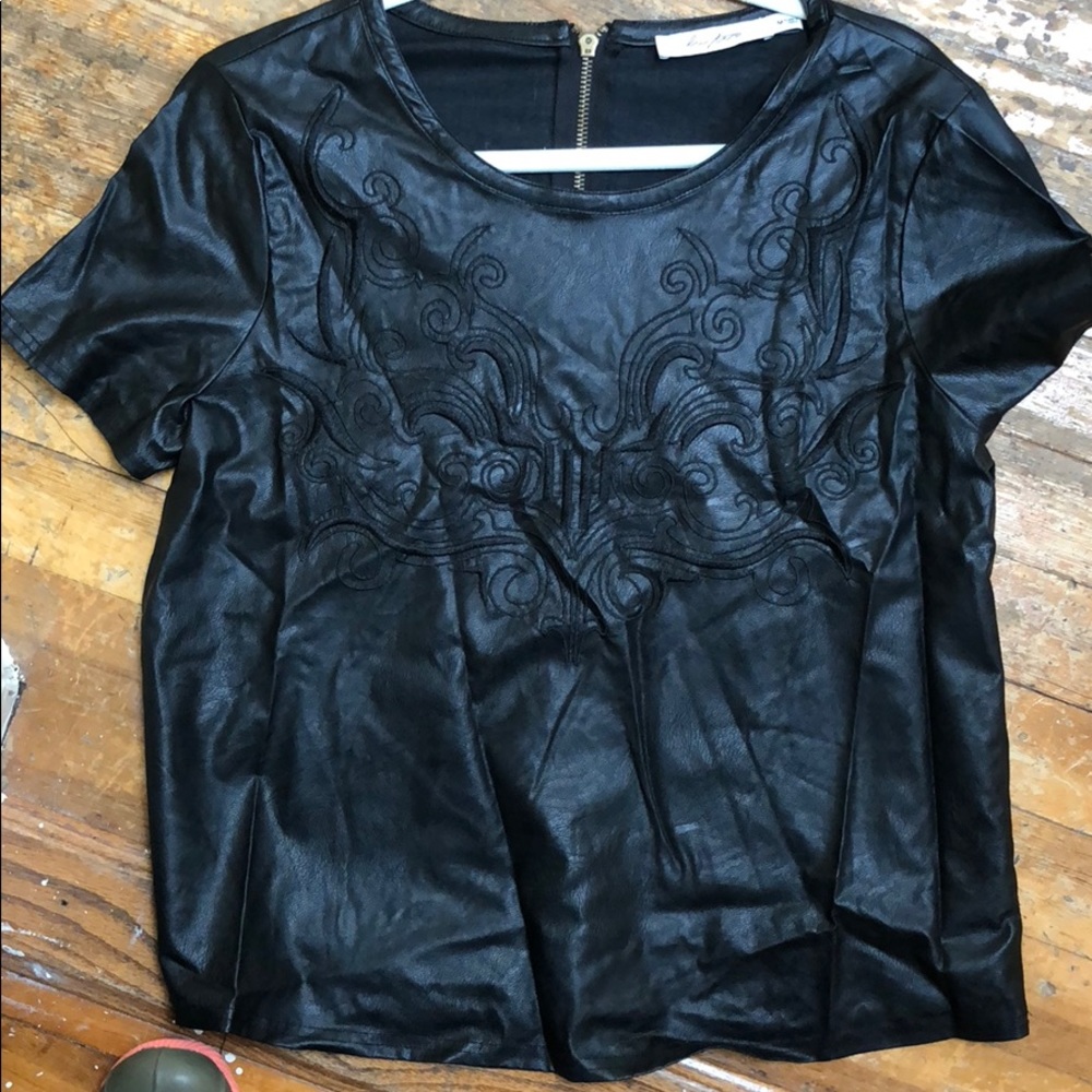Faux leather t shirt